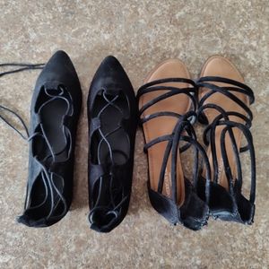 American Eagle Strappy Sandals & Ballet Flats Bundle
